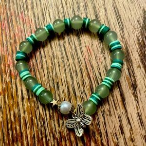 Green and yellow butterfly bracelet